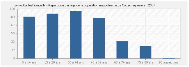 Répartition par âge de la population masculine de La Copechagnière en 2007